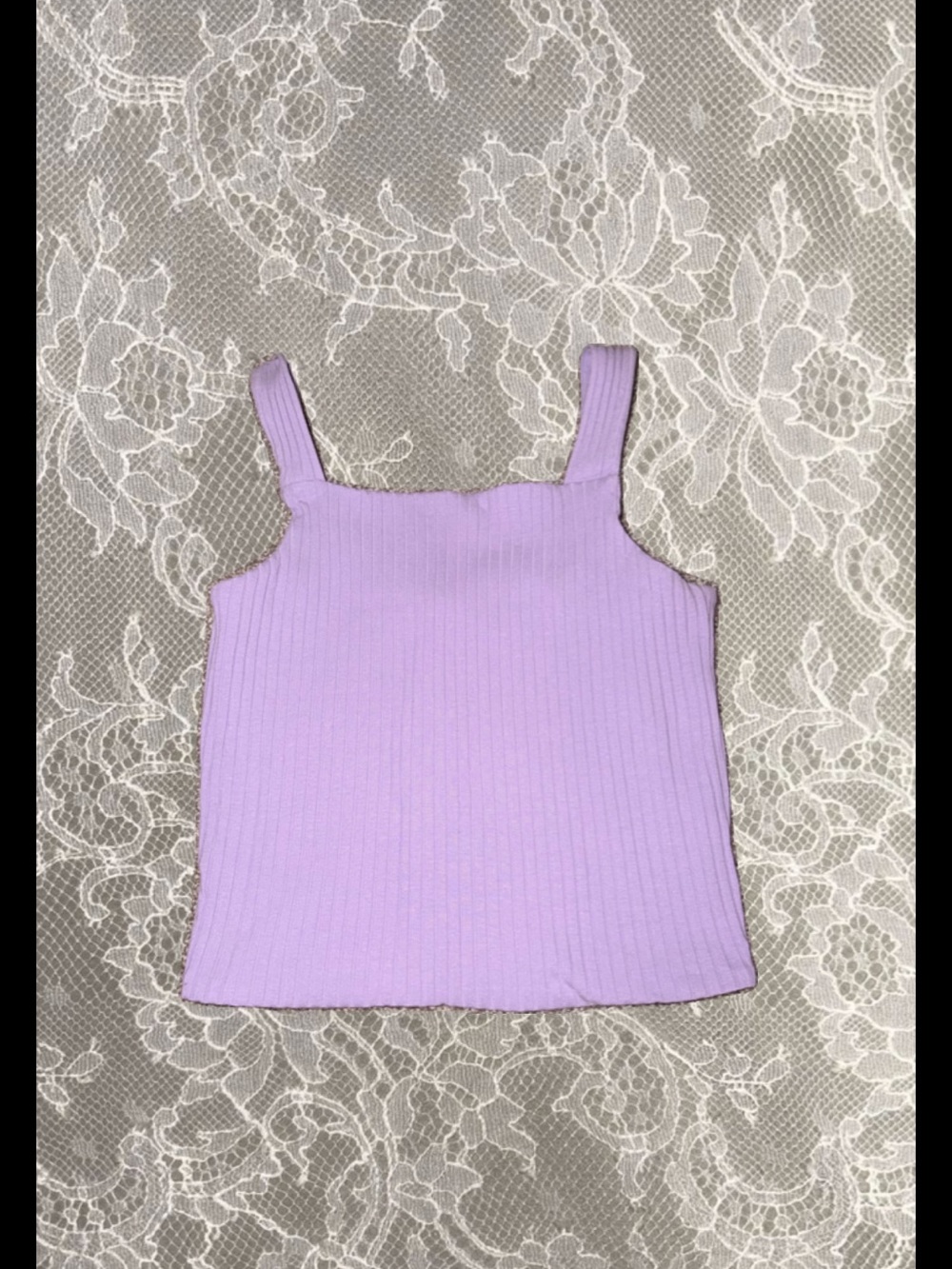 Lilac Ribbed Square Neck Tank Top - Women